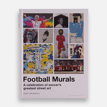 Front cover of Football Murals book featuring collage of football mural artworks