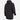 Back view of the black long COPA puffer jacket with hood and quilted pattern