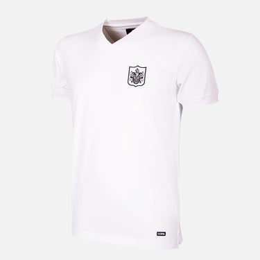Flat lay of the Fulham FC 1960 - 61 Retro Football Shirt, featuring a clean white design with the club crest on the chest.