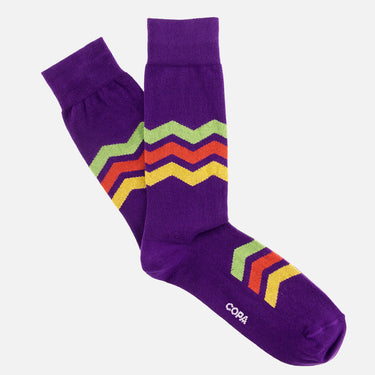casual purple socks with pattern of keeper shirt jorge campos