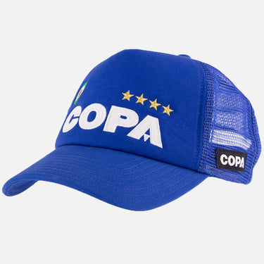 Blue COPA trucker cap with white embroidered logo and four gold stars
