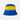 Side view of the blue and yellow COPA bucket hat displaying horizontal stripes