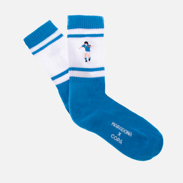 casual white terry socks napoli with maradona emboidery
