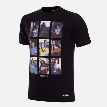 Flat lay of the Bomboneras Collage T-Shirt, featuring a striking multi-image print.