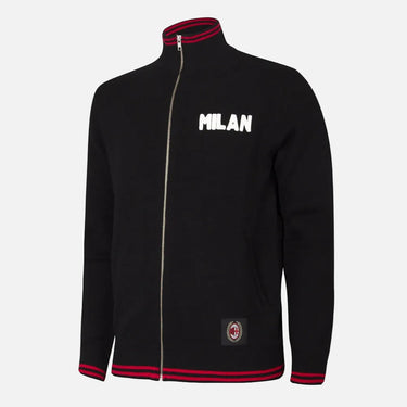 AC Milan 1960s embroidery jacket front view in black with Milan lettering