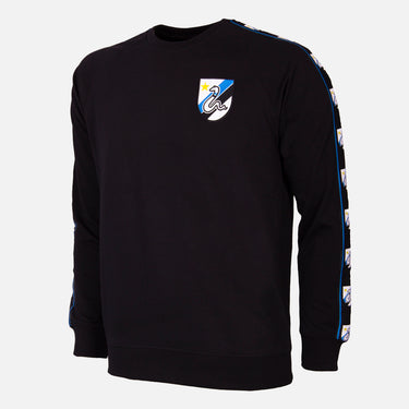 Flat-lay of the FC Internazionale Taper Sweater showing front view and embroidered chest logo.