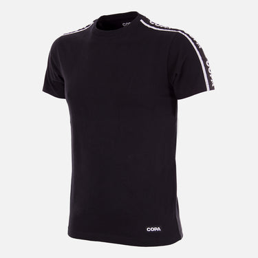 Front view of the COPA Logo T-Shirt, featuring a sleek black design with white branding details.