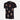 Calcio Donna T-Shirt displayed on a white background, featuring a black fabric with a repeating pattern of vintage-style female football illustrations.