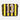 Front view of yellow and black striped Recycled Courier Bag with large white number 13 and small COPA logo.