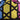 Close-up of the blue, yellow, and pink geometric pattern on the black fabric of the beanie