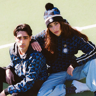 FC Internazionale all over beanie worn by model lifestyle shot
