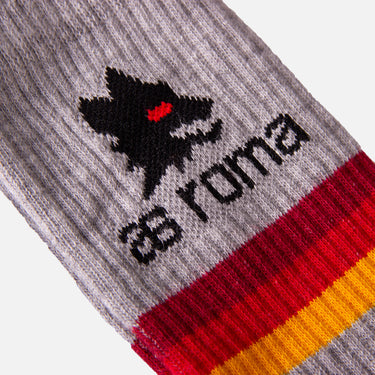 logo on casual grey terry socks football club AS Roma