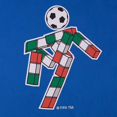 Close-up of Ciao Mascot Print showing the geometric design in green, white, and red, symbolizing the Italian flag.