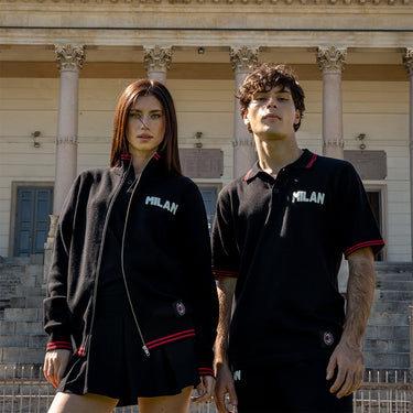 AC Milan 1960s embroidery polo worn by models lifestyle image

