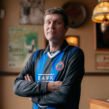 Club Brugge 1998–99 long sleeve retro football shirt worn by model lifestyle shot

