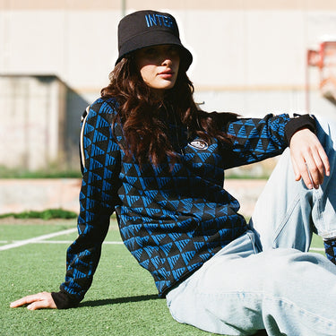 FC Internazionale all over hooded sweater worn by model lifestyle shot

