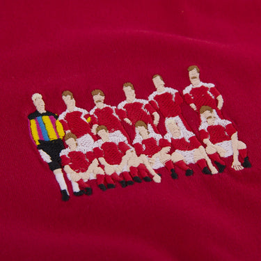 Close-up of the embroidered Denmark 1992 European Champions design, showcasing the fine stitching details.
