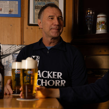 TSV 1860 Munich 1990 retro jacket worn by model lifestyle shot
